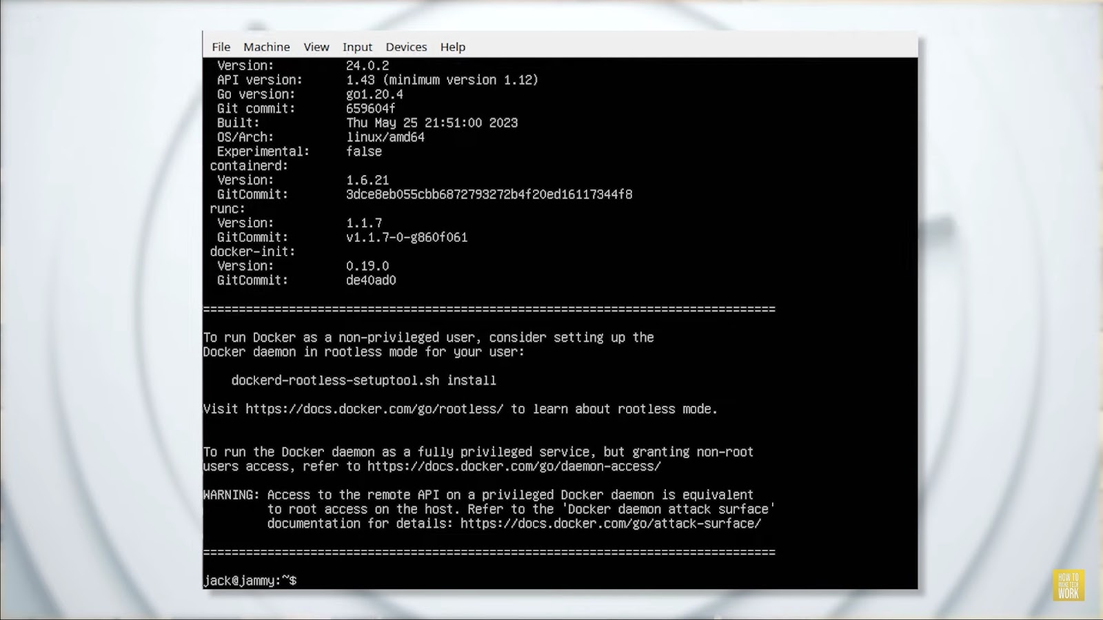 Process of installing Docker on Linux