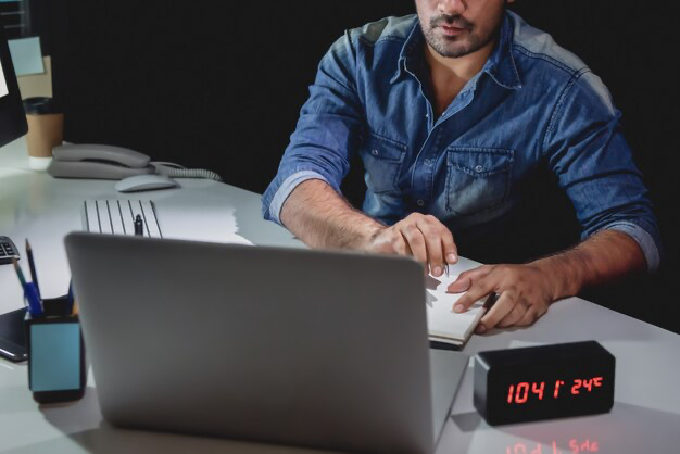 Man working on a laptop