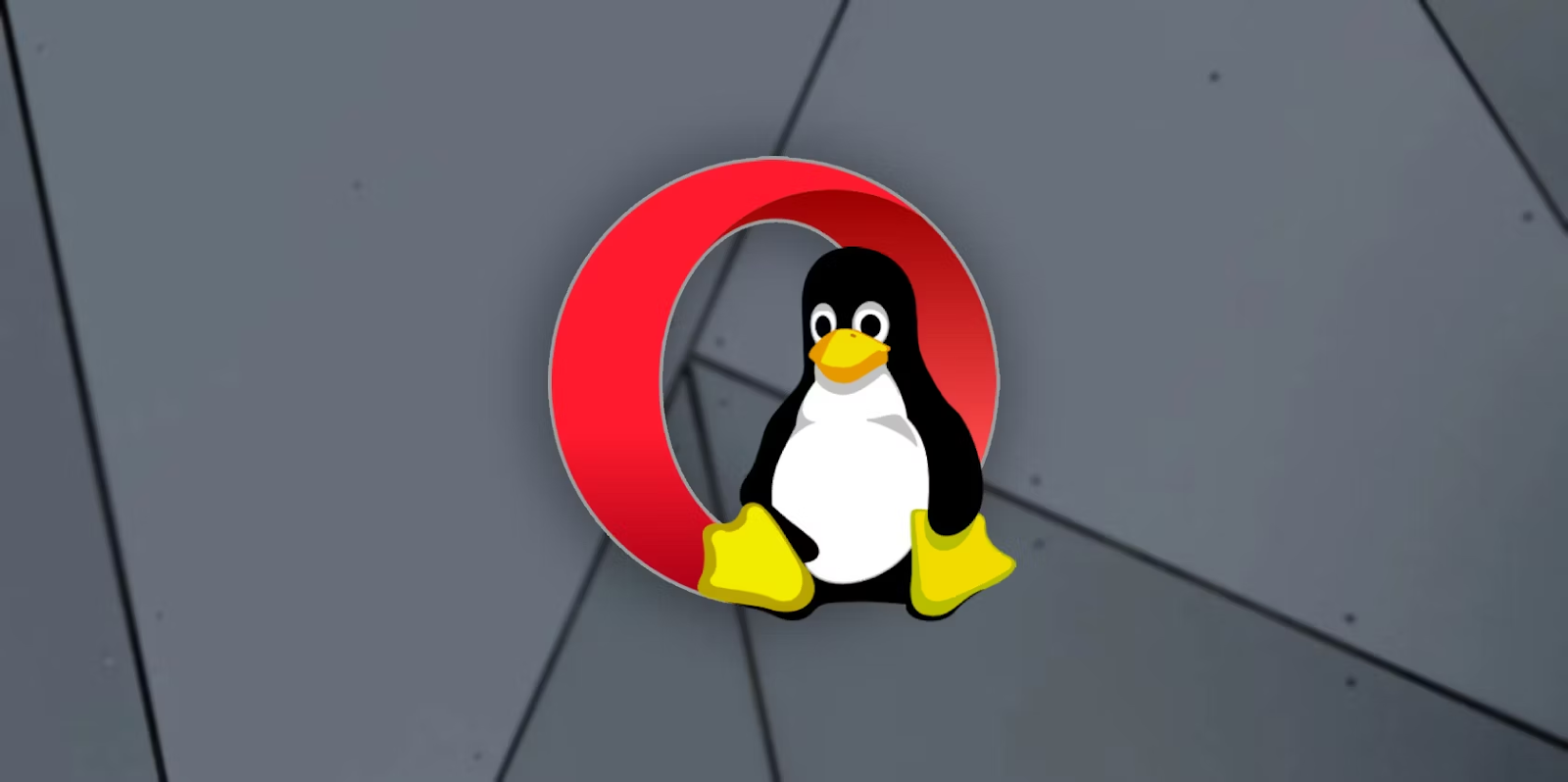 Opera and Linux Logos on Gray Background