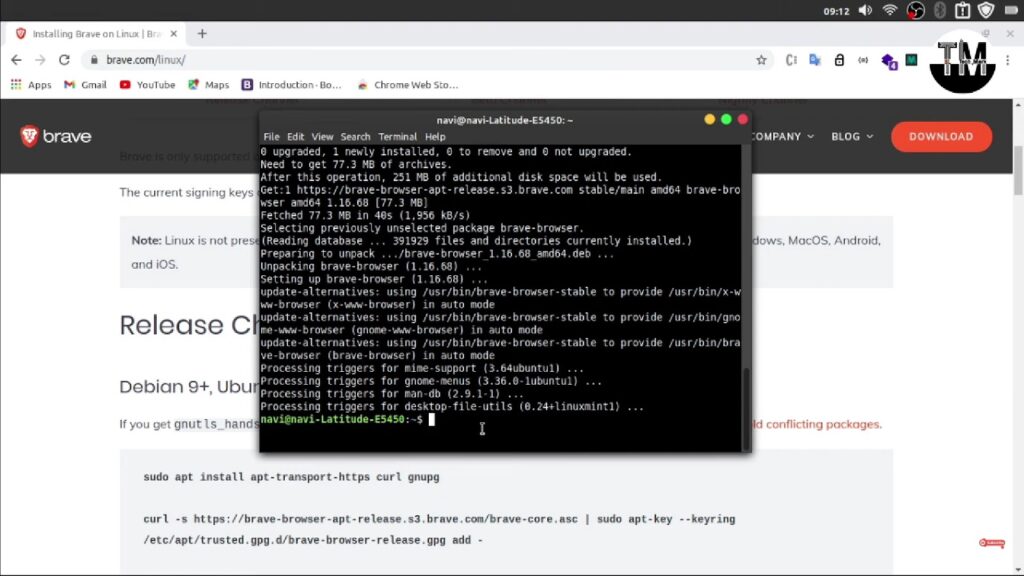 Process of installing Brave Browser on a Linux System